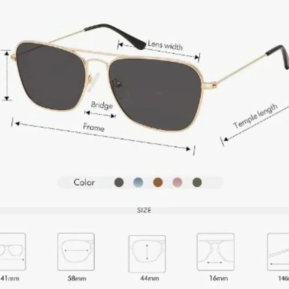 Unisex Black Lenses and Delicate Gold Frame Polarized Aviator Sunglasses - NWOT - Picture 4 of 14